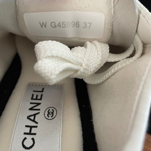 Brand New, New Season Chanel Calfskin & Suede White Sneakers 37. - Picture 8 of 10